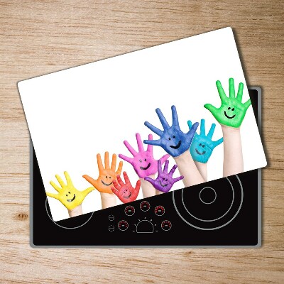 Chopping board glass Painted hands