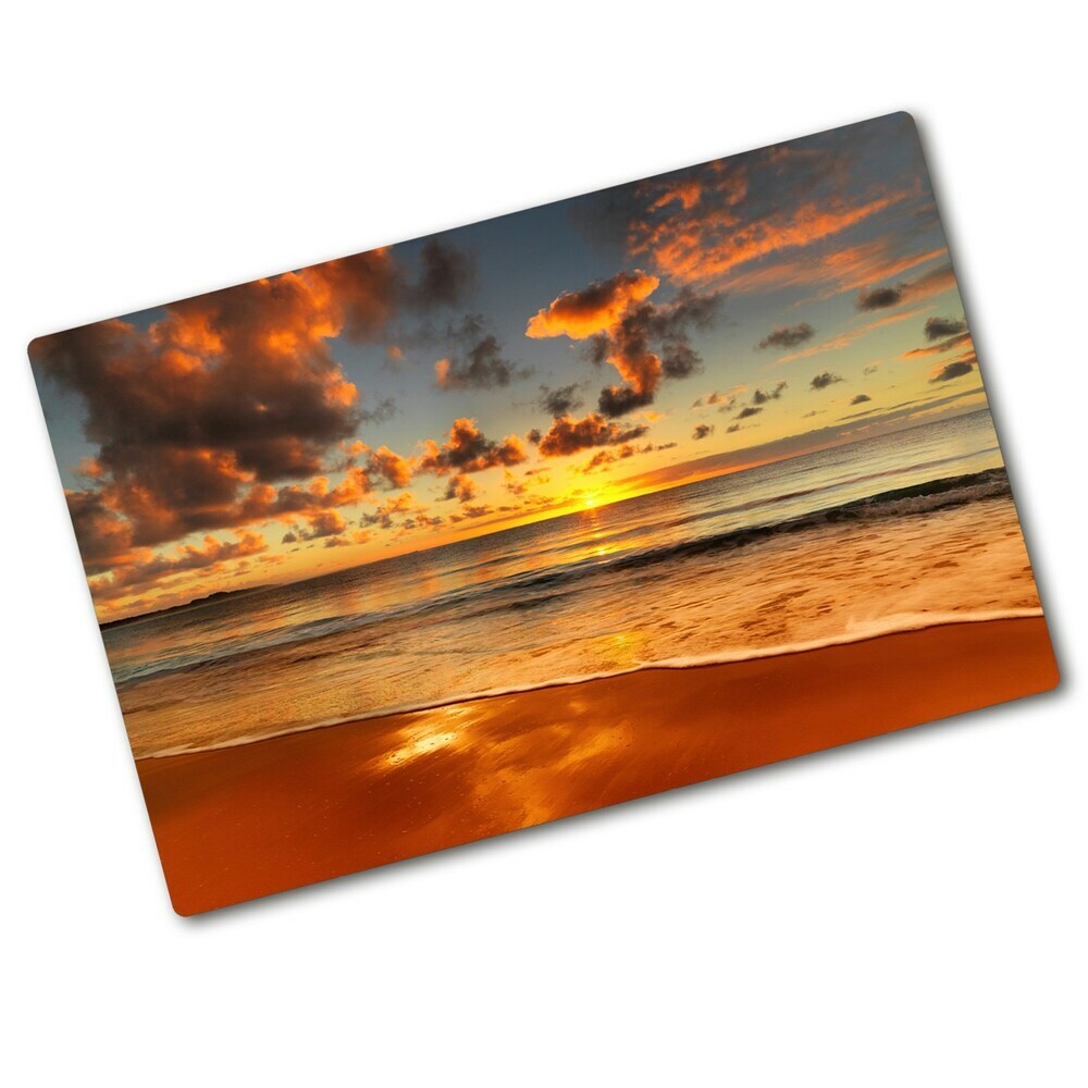 Chopping board glass Sunset beach