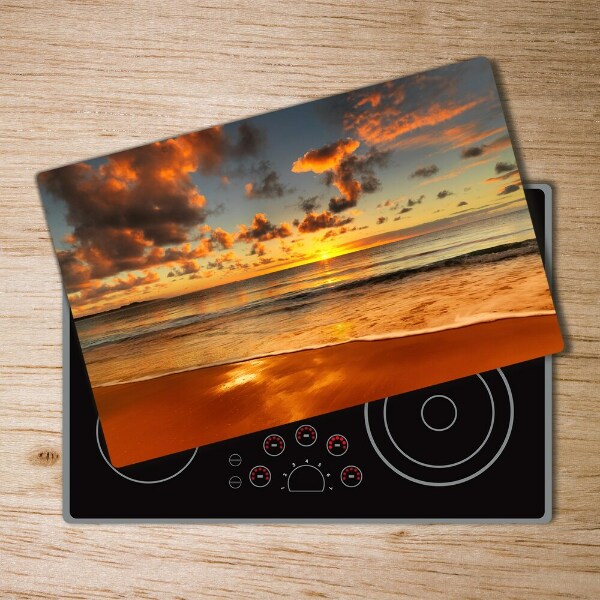 Chopping board glass Sunset beach