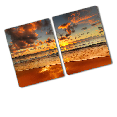 Chopping board glass Sunset beach