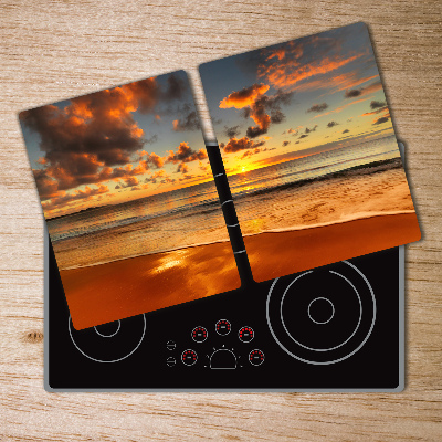 Chopping board glass Sunset beach