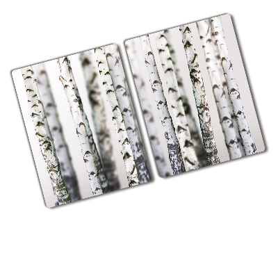 Glass chopping board Birch trunks