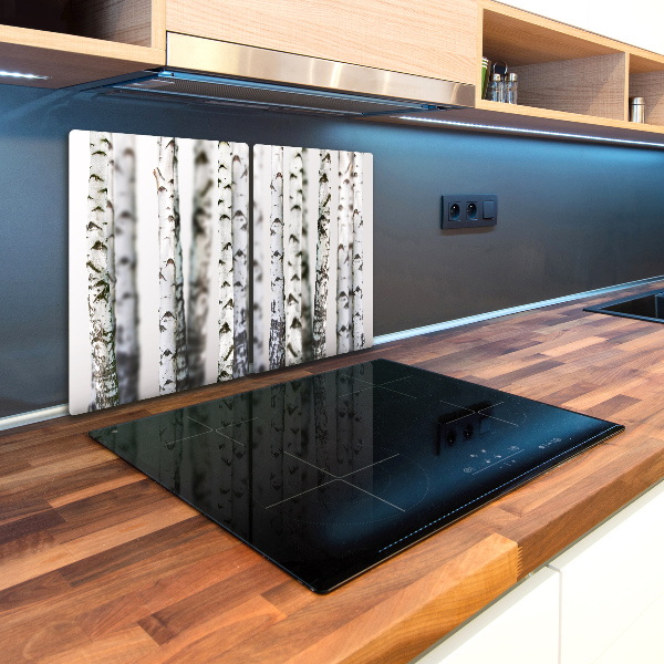 Glass chopping board Birch trunks