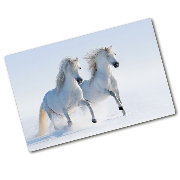 Cutting board Two horses in the snow