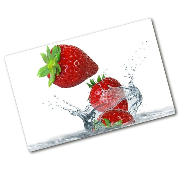 Chopping board Strawberries and water