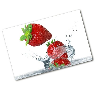 Chopping board Strawberries and water