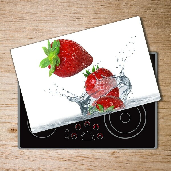 Chopping board Strawberries and water