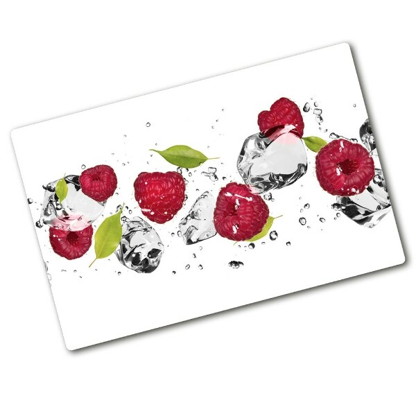 Chopping board glass Raspberry and water