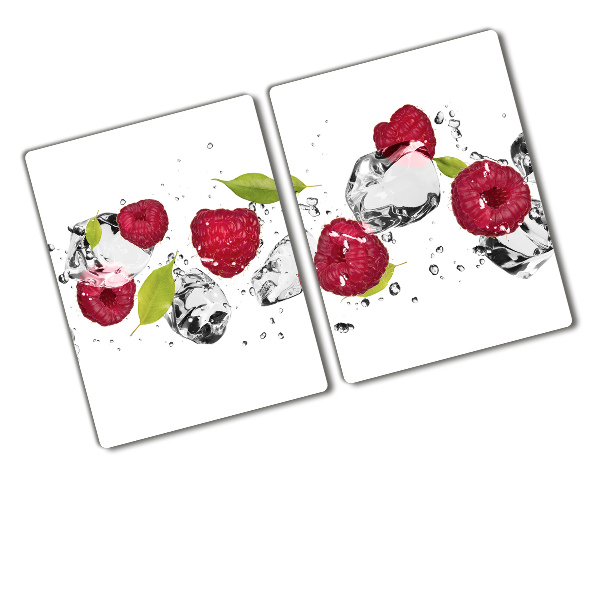 Chopping board glass Raspberry and water