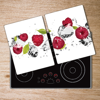 Chopping board glass Raspberry and water