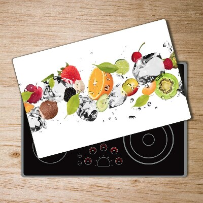 Chopping board glass Fruit and water