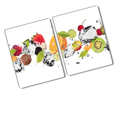 Chopping board glass Fruit and water