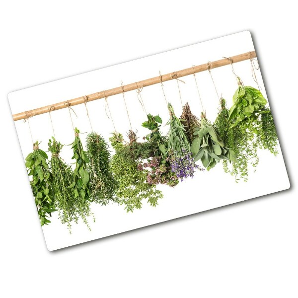 Chopping board glass Herbs on a string