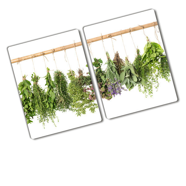 Chopping board glass Herbs on a string