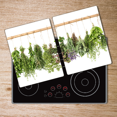 Chopping board glass Herbs on a string