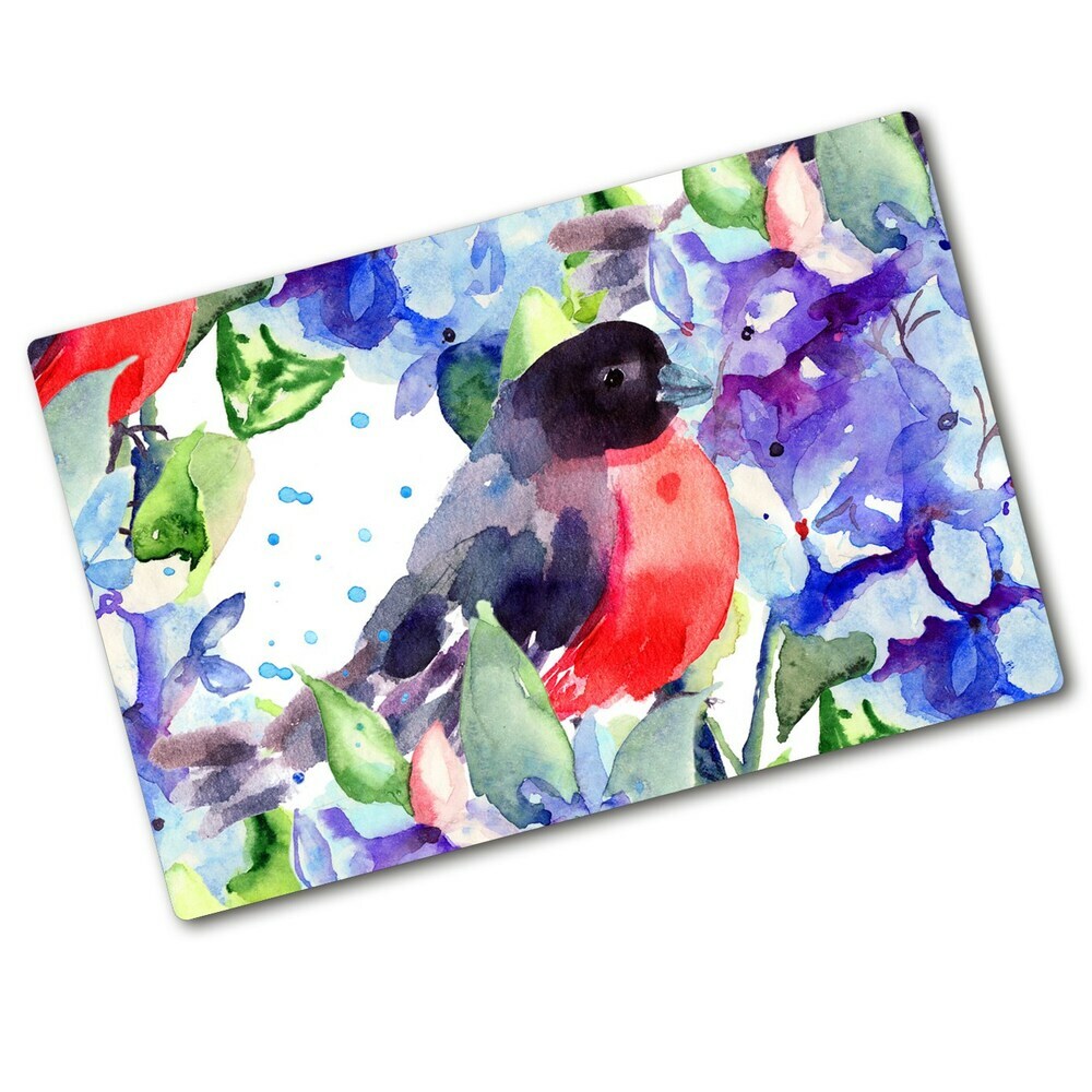 Glass chopping board Bird and flowers