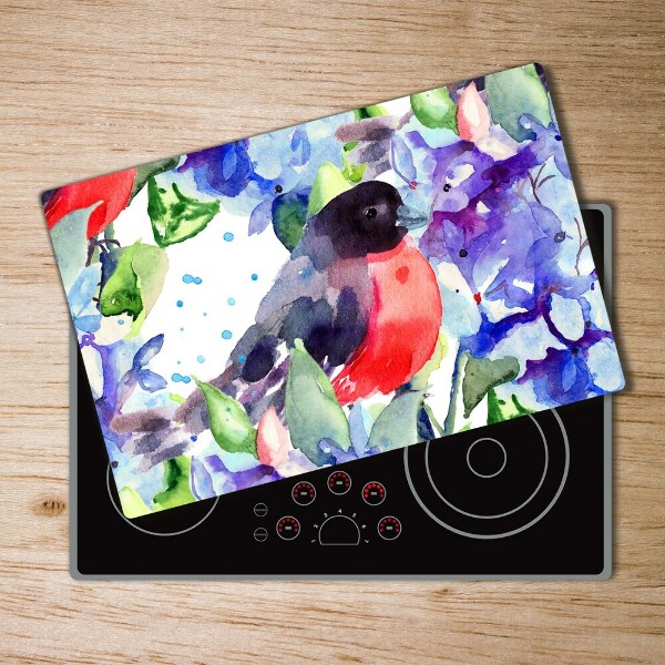 Glass chopping board Bird and flowers