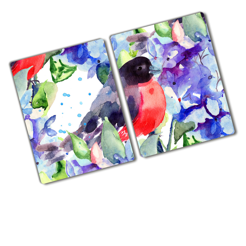 Glass chopping board Bird and flowers