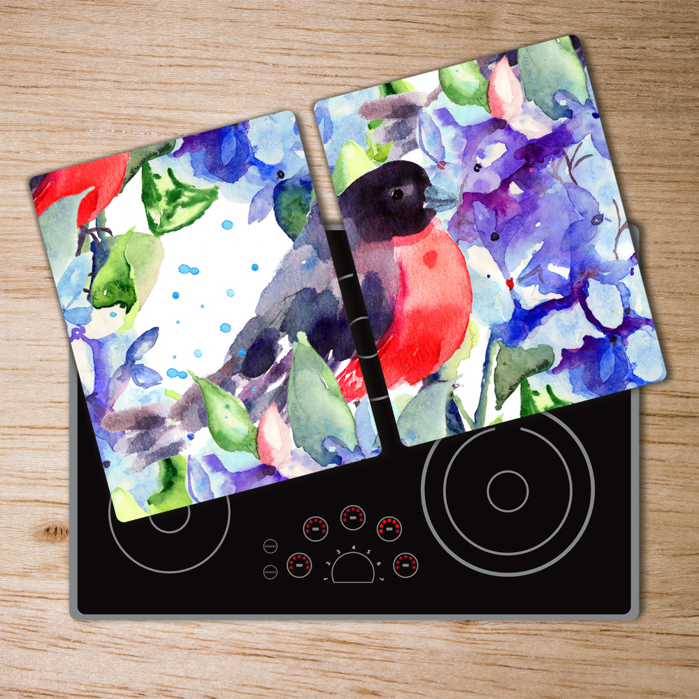 Glass chopping board Bird and flowers