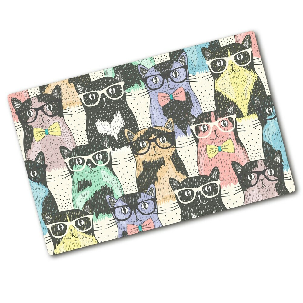 Chopping board glass Cats with glasses