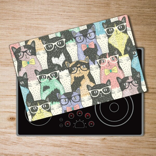 Chopping board glass Cats with glasses