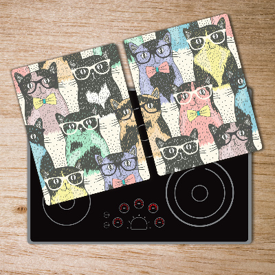 Chopping board glass Cats with glasses