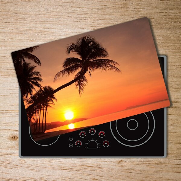 Chopping board glass Sunset beach