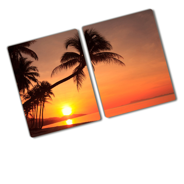 Chopping board glass Sunset beach