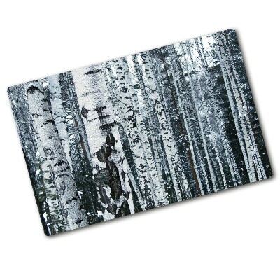 Glass chopping board Birch trees