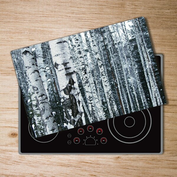 Glass chopping board Birch trees