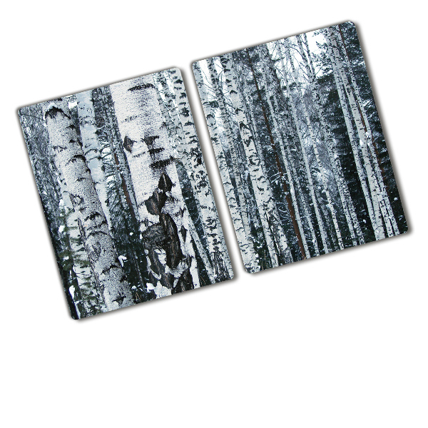 Glass chopping board Birch trees