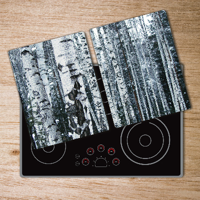 Glass chopping board Birch trees