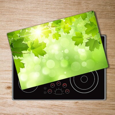 Chopping board glass Chestnut leaves