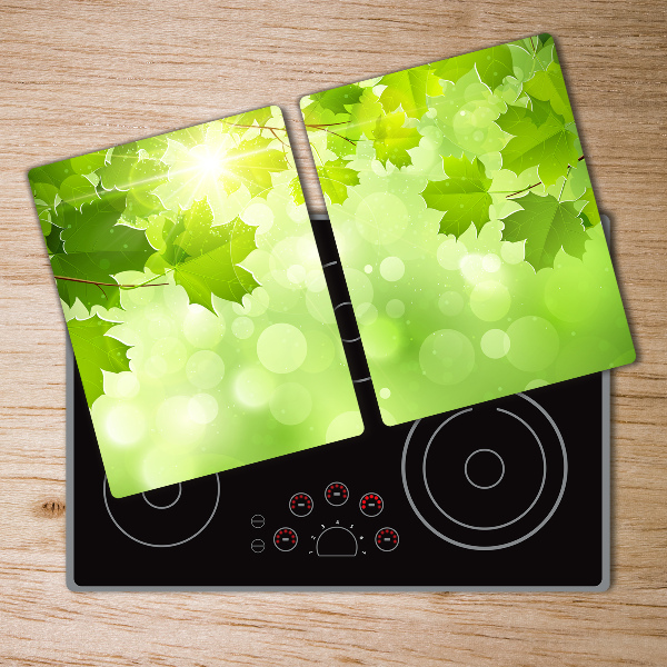 Chopping board glass Chestnut leaves