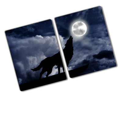 Glass chopping board A howling wolf full