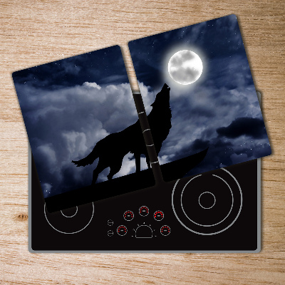 Glass chopping board A howling wolf full