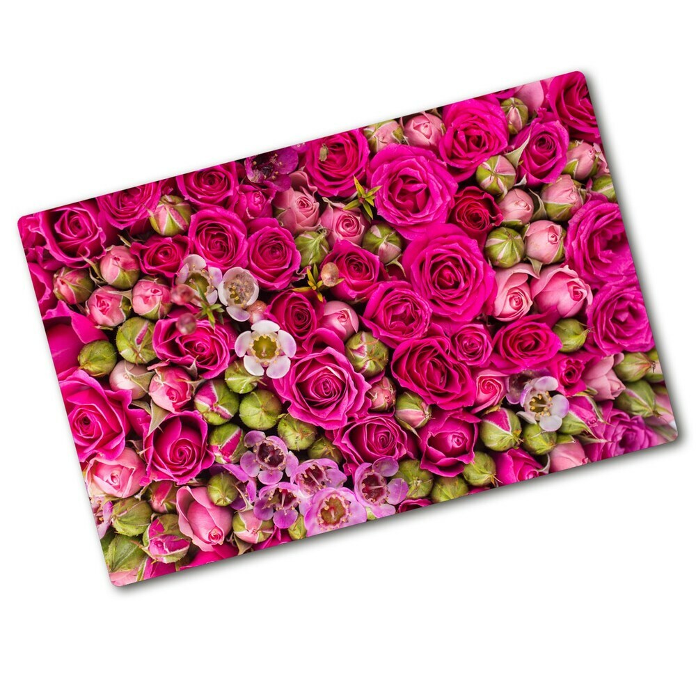 Glass chopping board Roses