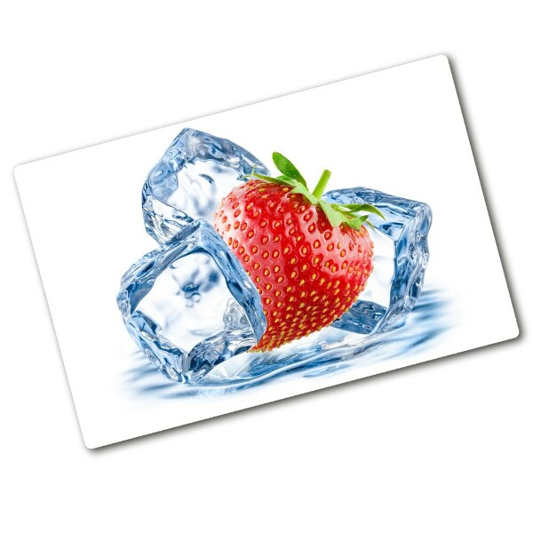 Chopping board glass Strawberry with ice