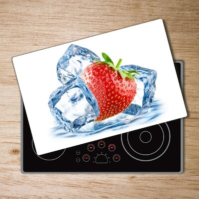 Chopping board glass Strawberry with ice