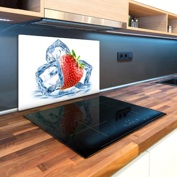 Chopping board glass Strawberry with ice