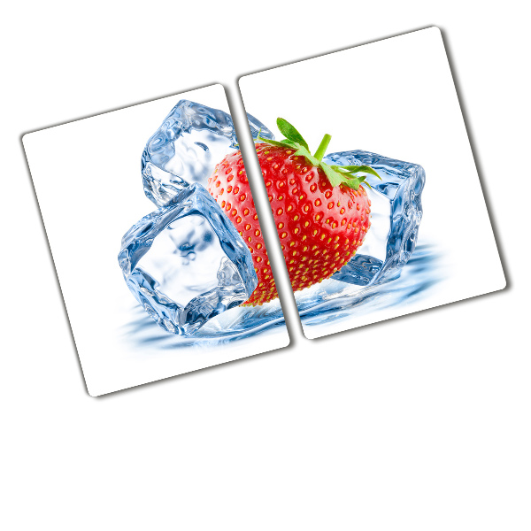 Chopping board glass Strawberry with ice