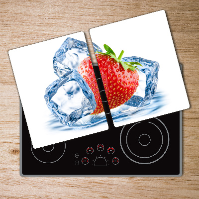 Chopping board glass Strawberry with ice