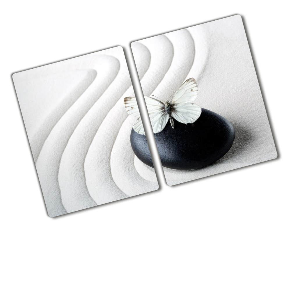 Glass chopping board Zen stone and butterfly