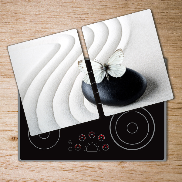 Glass chopping board Zen stone and butterfly