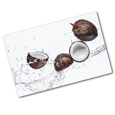 Chopping board glass Coconut with water