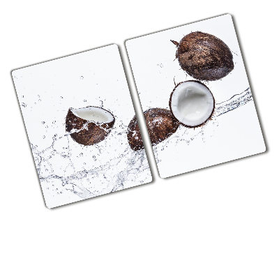 Chopping board glass Coconut with water