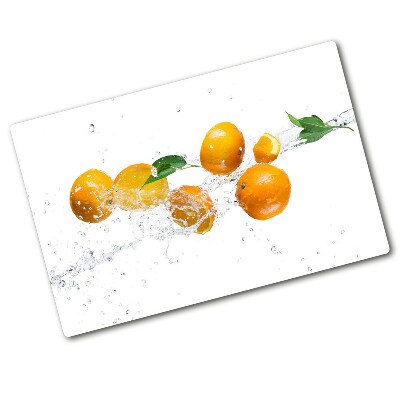 Chopping board glass Oranges and water