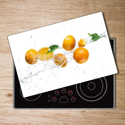 Chopping board glass Oranges and water