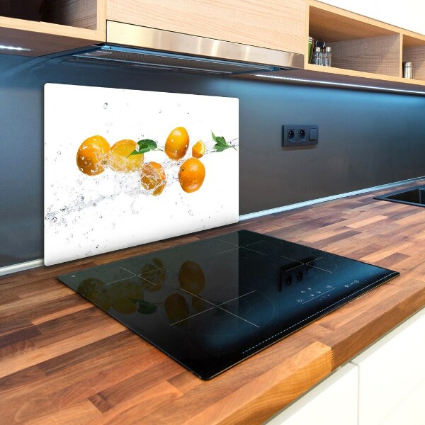 Chopping board glass Oranges and water