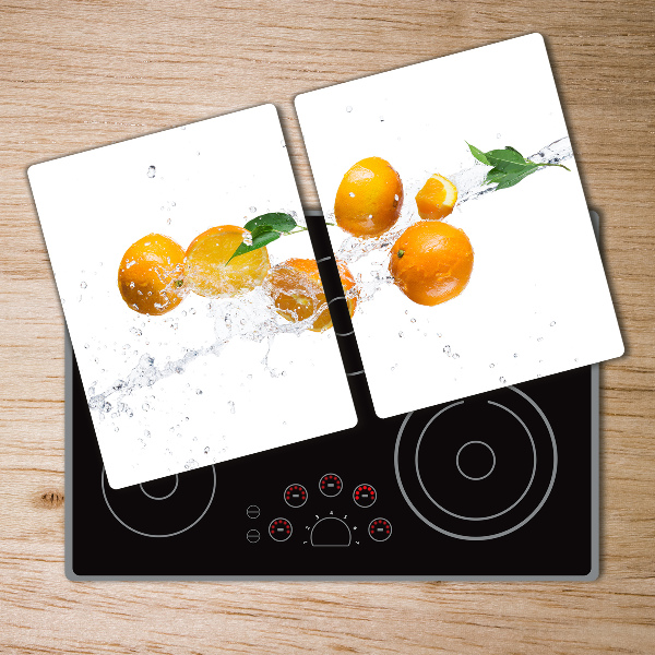 Chopping board glass Oranges and water